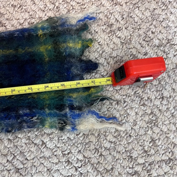 Vintage HandAcraft Scotland Mohair Wool Plaid Scarf Blue Green Tartan Luxury - Picture 5 of 9